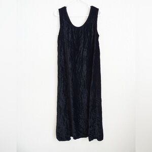 CP Shades Black Crushed Velvet Sleeveless Tank Midi Dress Size M Lagenlook
